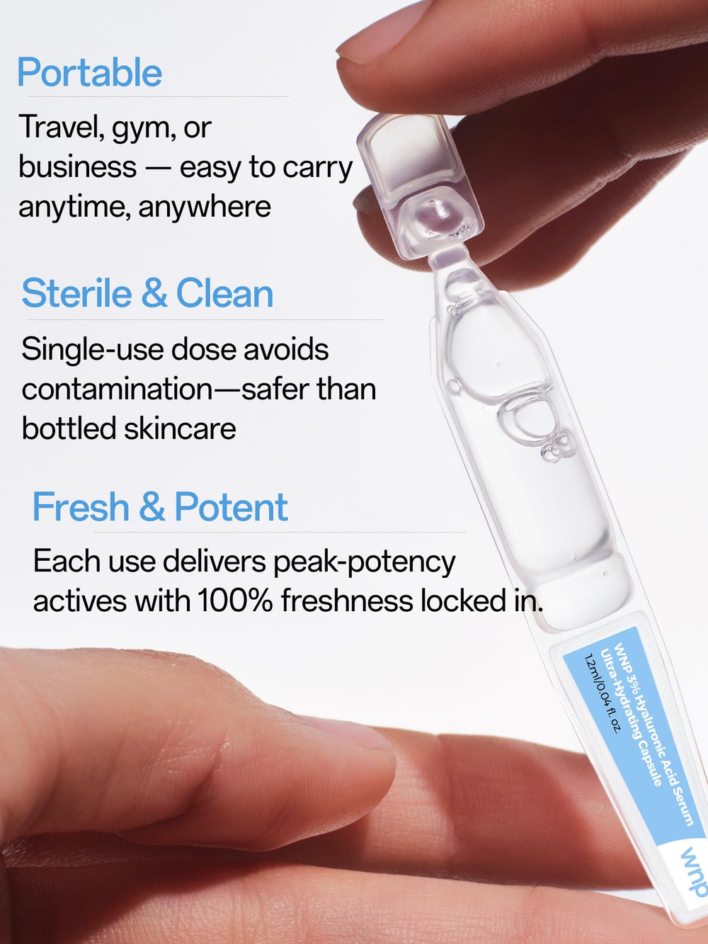 WNP serum texture close-up, lightweight smooth finish