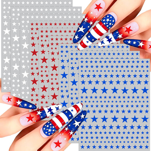 Woduntes front packaging showing patriotic star sticker set, easy holiday nails