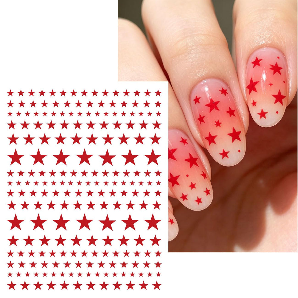 Woduntes manicure in use with stickers against fireworks backdrop, festive look
