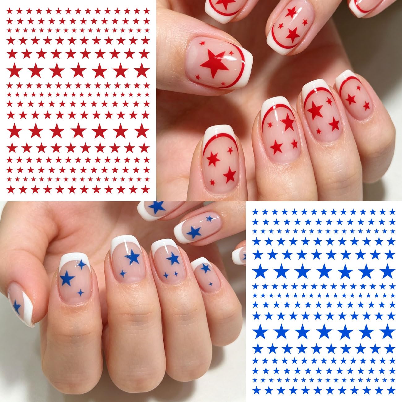 Woduntes close-up of nine sheets with red white blue stars, clear detail