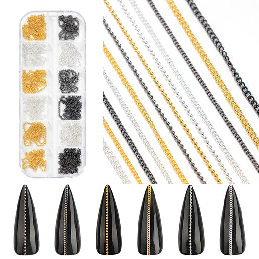 WOKOTO front packaging showing 12 metallic nail chains for versatile styling