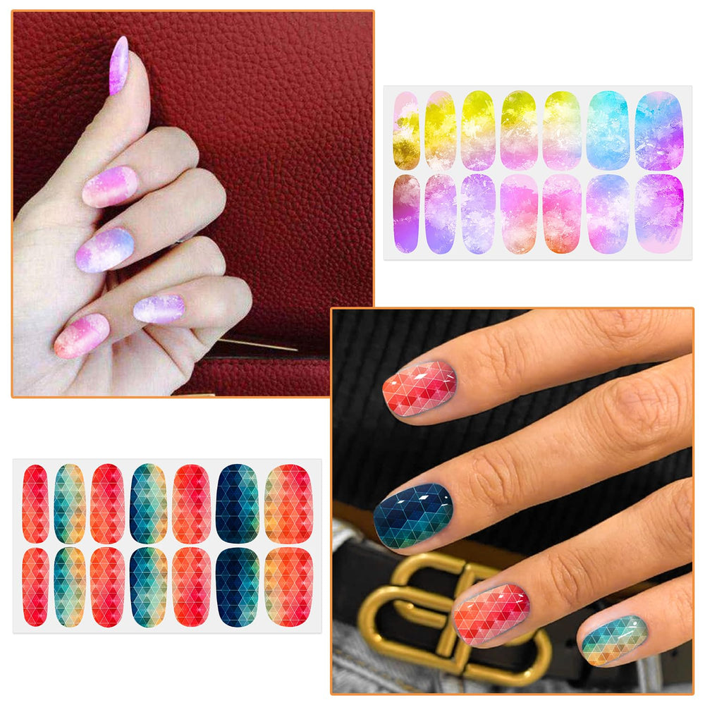 WOKOTO nail wraps applied on hand illustrating quick, mess-free finish