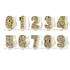 WOKOTO gold number charm applied on acrylic nail showcasing decorative effect