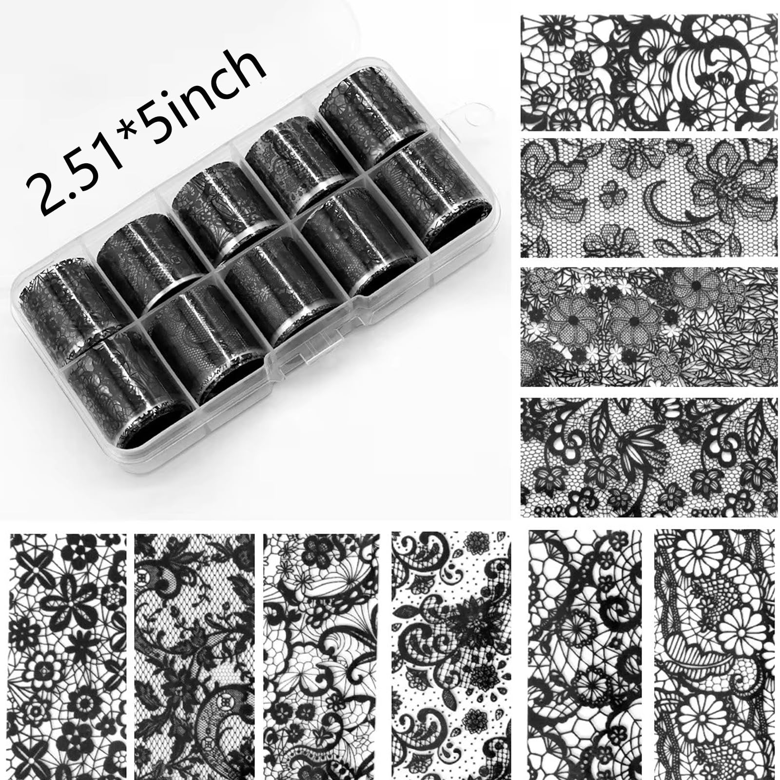 WOKOTO unfurled rolls close-up displaying lace patterns and easy selection benefits