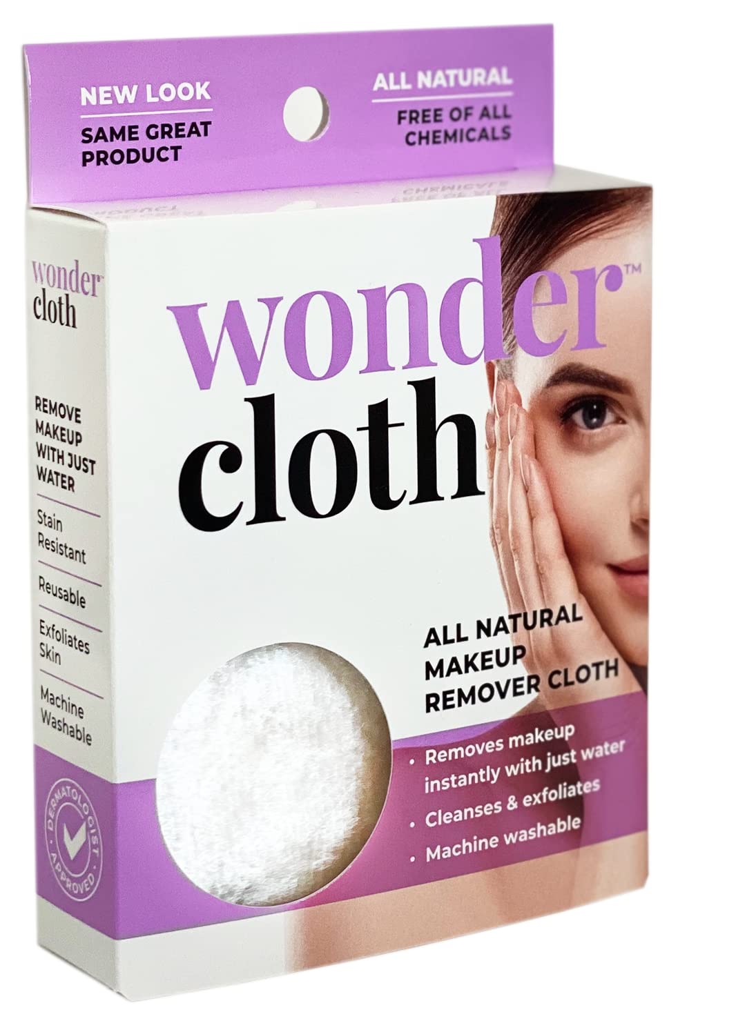 WONDER CLOTH front view showing full-size cloth and packaging benefit quick makeup removal