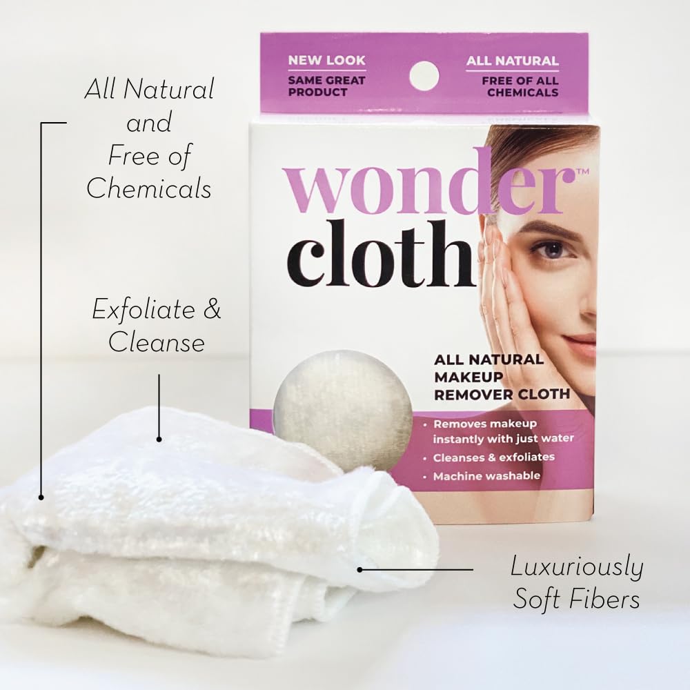 WONDER CLOTH held in hand demonstrating easy one-cloth makeup removal benefit