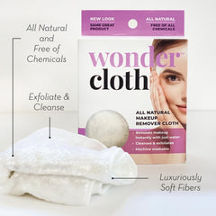 WONDER CLOTH held in hand demonstrating easy one-cloth makeup removal benefit