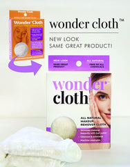 WONDER CLOTH on bathroom vanity with skincare items showing sustainable routine benefit