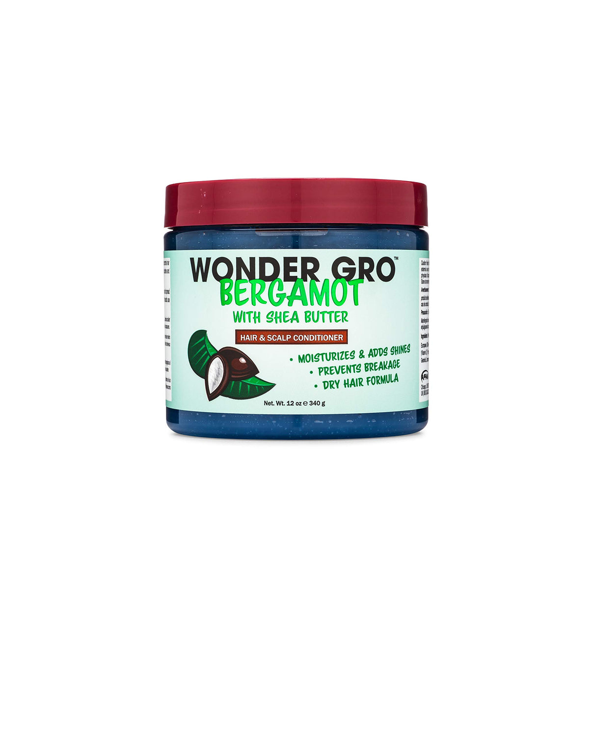 Wonder Gro front packaging showing 12 fl oz jar and label, highlights moisturizing benefit