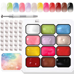 Woobena front packaging showing 12-color gel kit and benefits