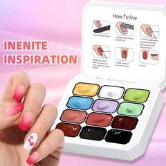 Woobena ombre demo on nail tips demonstrating smooth gradient result