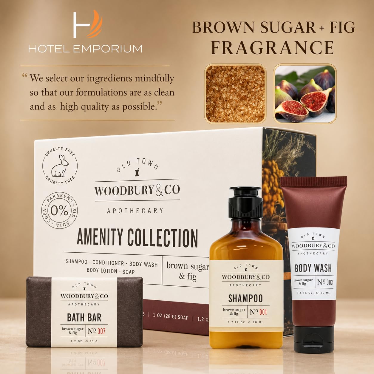 WOODBURY & CO pleat-wrapped soap detail highlighting hygiene and easy distribution benefit