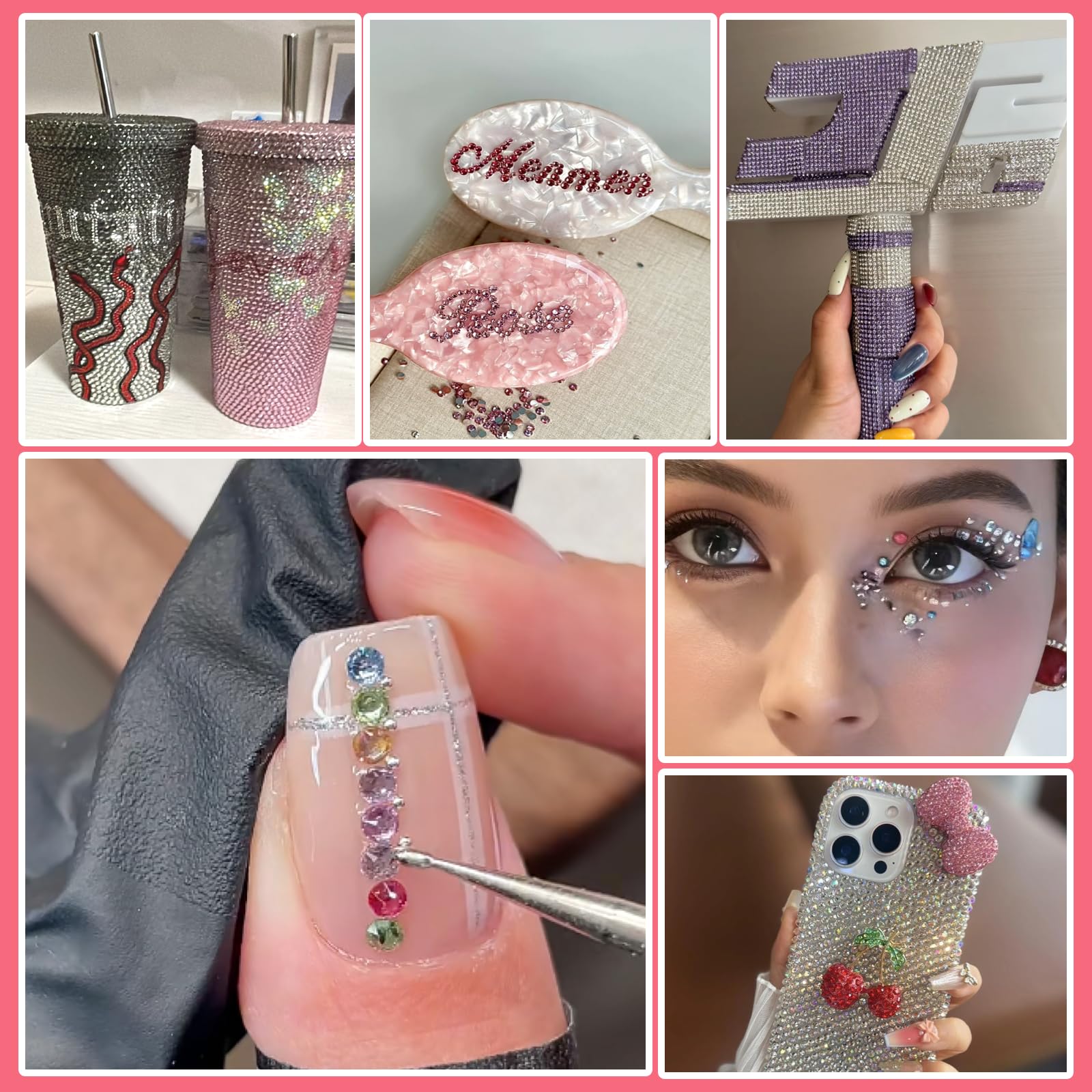 WOQPHU rhinestones next to a ruler, illustrating compact 3mm size