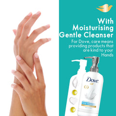 World Amenities Dove pump close-up demonstrating easy hygienic dispensing benefit