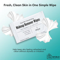 World Amenities wipe held in hand to show scale and convenience
