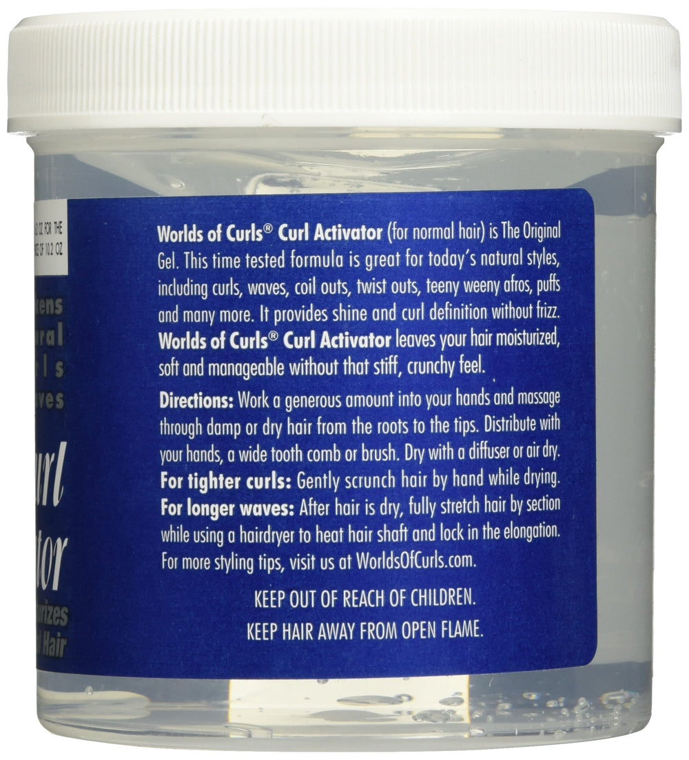 Worlds Of Curls gel texture on hand demonstrating smooth consistency and easy, moisturizing application
