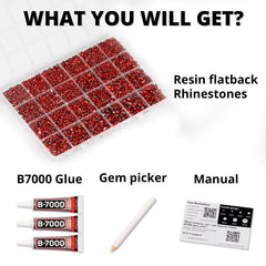 Worthofbest 24-compartment storage box open with sorted red flatback gems for quick access