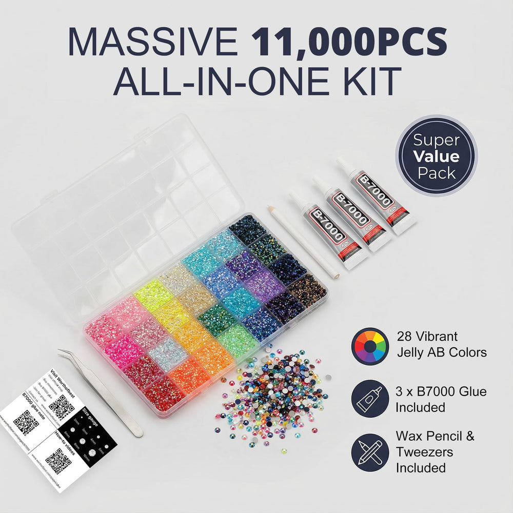 Worthofbest 28-grid open with organized Jelly AB colors for easy selection