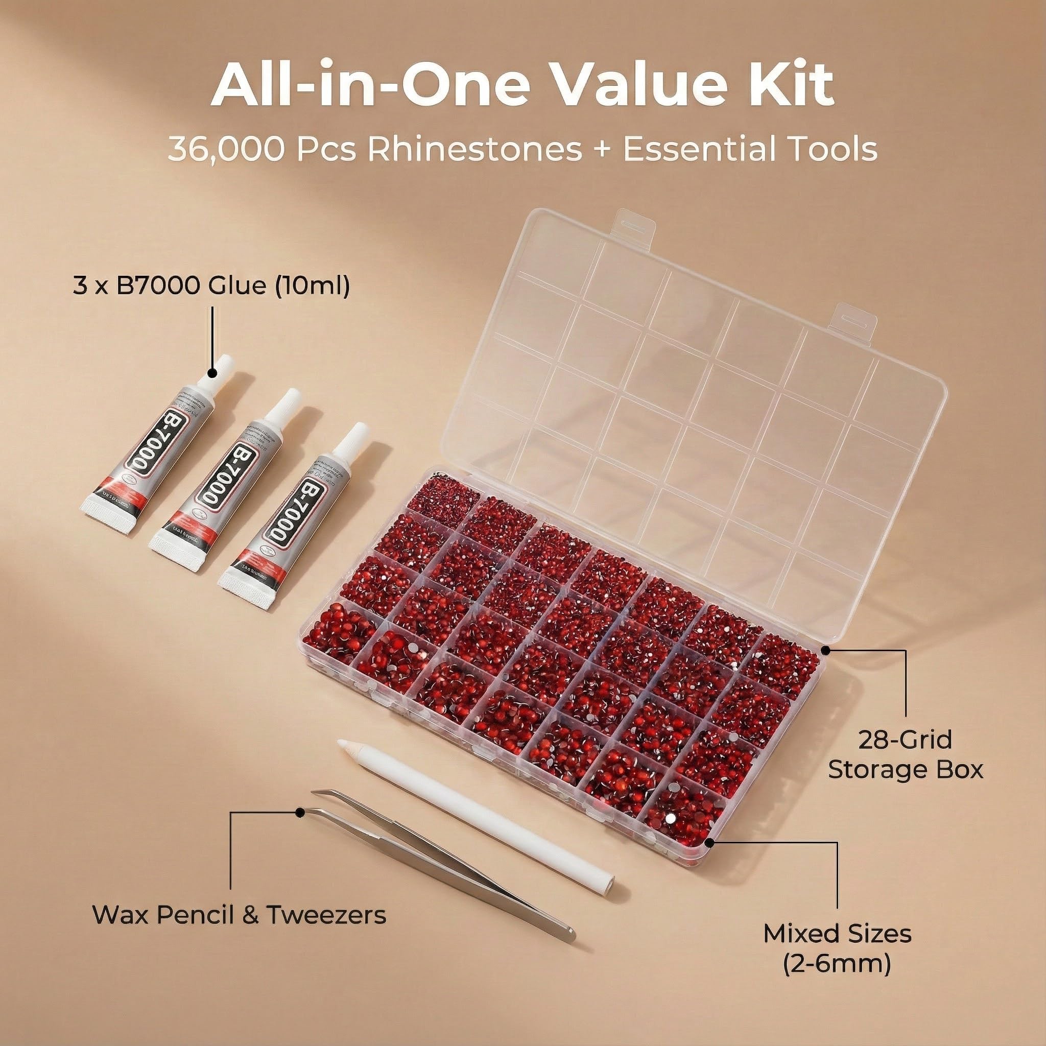 Worthofbest 28-grid organizer top view for neat sorting and quick access