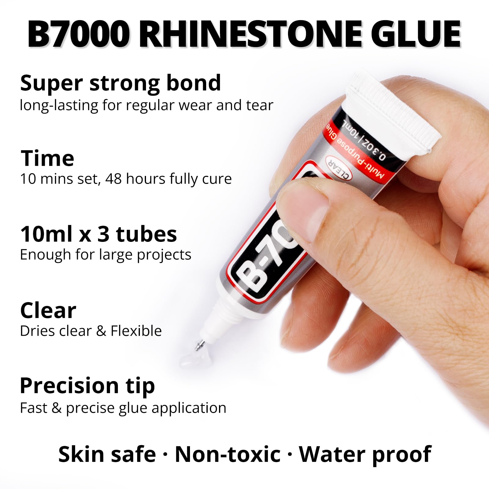 Worthofbest B7000 glue tubes with fine metal tips ensuring precise adhesive control benefit