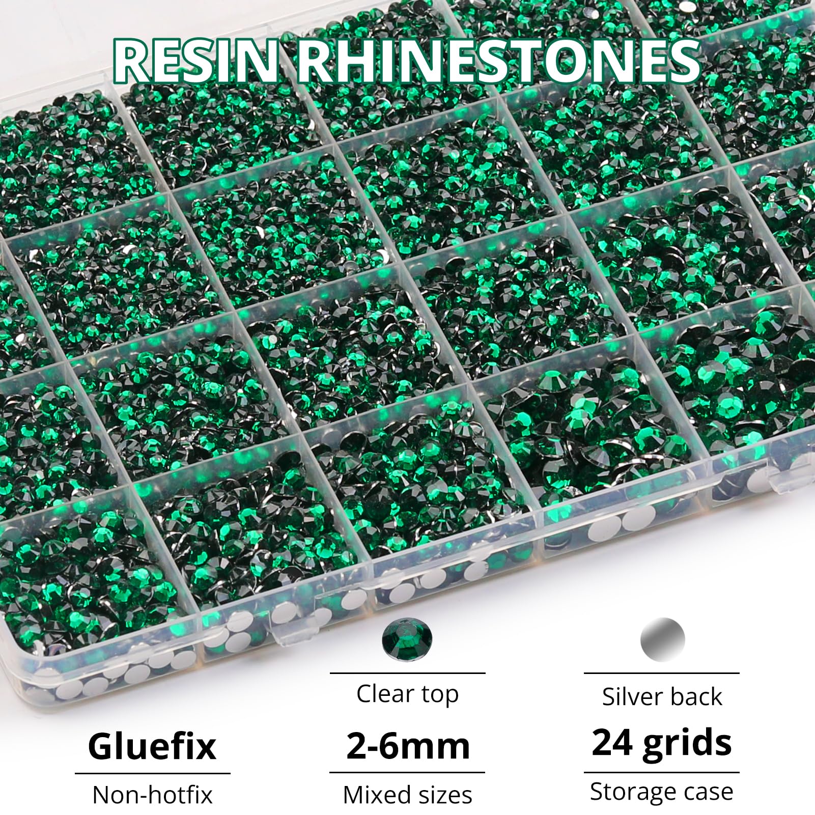 Worthofbest close-up of 14-facet green rhinestone shimmering, highlighting reflective sparkle benefit