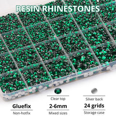 Worthofbest close-up of 14-facet green rhinestone shimmering, highlighting reflective sparkle benefit