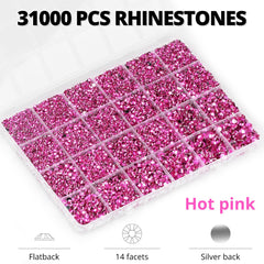 Worthofbest close-up on faceted dark pink rhinestones showing sparkle and multi-size detail for high shine