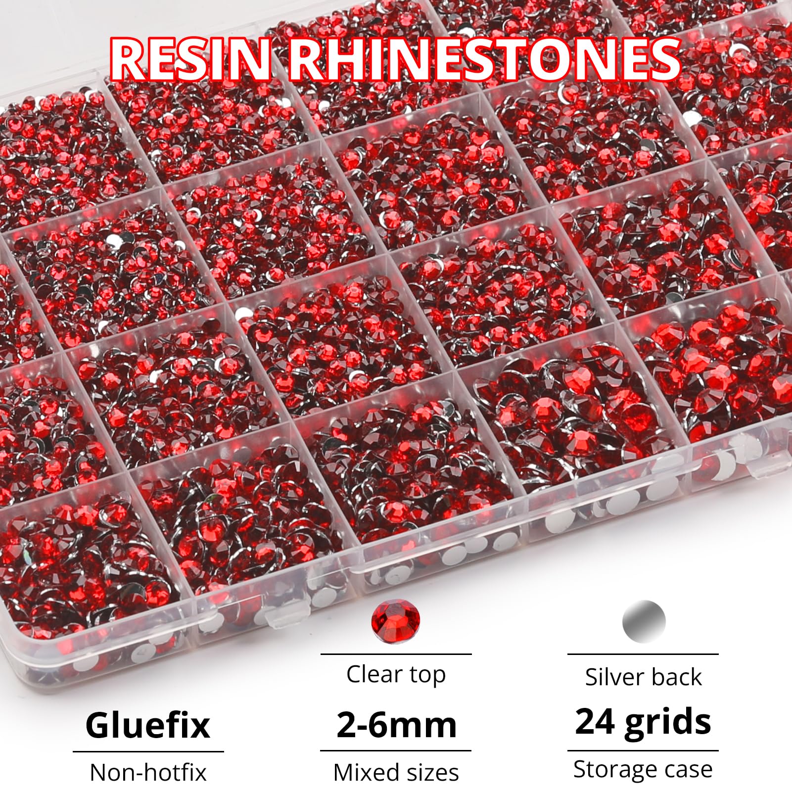 Worthofbest close-up of faceted red rhinestone showing bright sparkle and detail