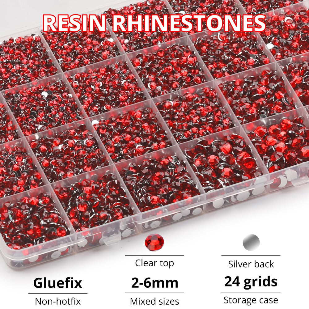 Worthofbest close-up of faceted red rhinestone showing bright sparkle and detail