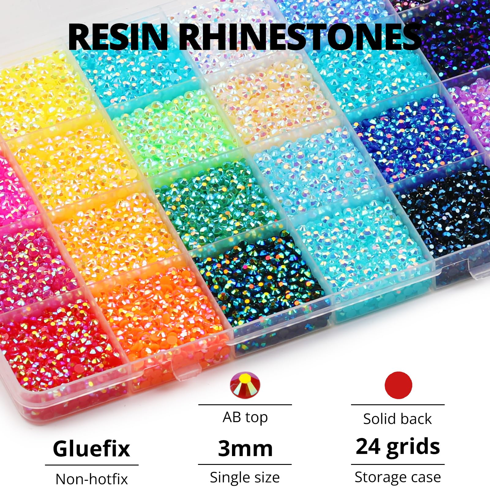 Worthofbest close-up of 3mm SS10 jelly rhinestones showing bright 14-facet sparkle
