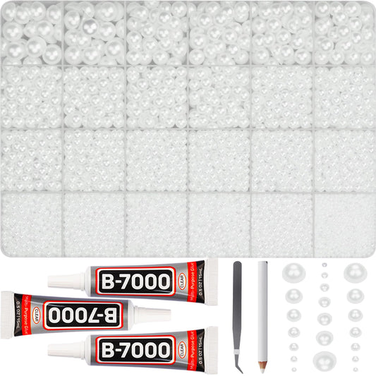 Worthofbest front view of open 24-grid pearl case showing sorted sizes and included tools for fast project starts