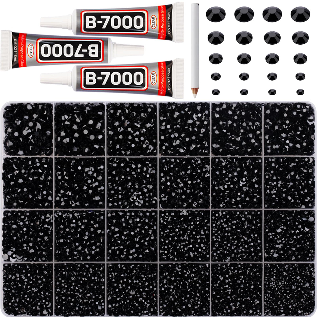 Worthofbest front packaging showing full rhinestone kit and tools for easy project start