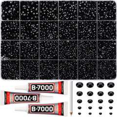 Worthofbest front packaging showing full black rhinestones kit and tools for easy crafting
