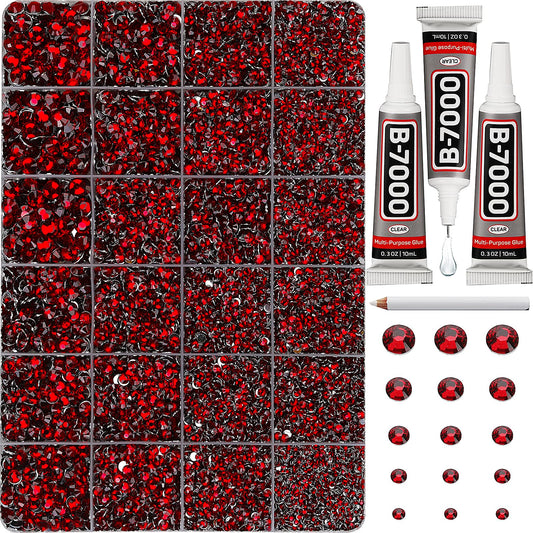 Worthofbest front packaging of burgundy rhinestones kit showing contents and organization benefit