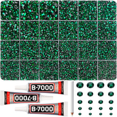 Worthofbest front packaging showing full emerald green rhinestone kit and tools, ideal for large projects
