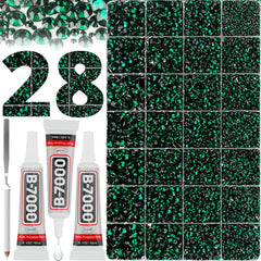 Worthofbest front packaging showing complete emerald rhinestone kit and tools, clear organization benefit