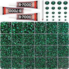 Worthofbest front packaging showing emerald rhinestones and tools for easy identification