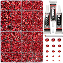 Worthofbest front packaging showing full red rhinestone kit and tools for easy storage
