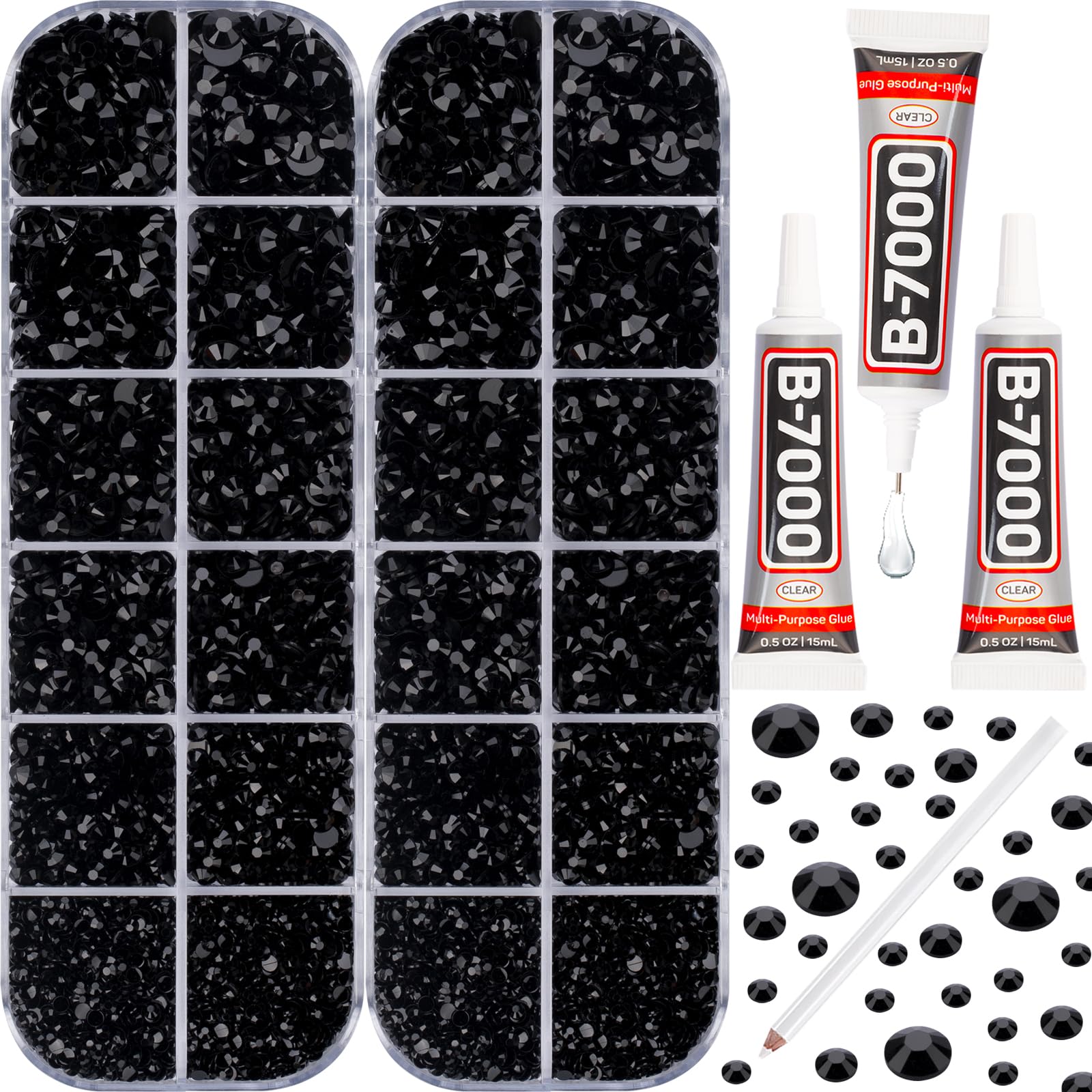 Worthofbest front packaging showing full rhinestones kit and tools for quick setup