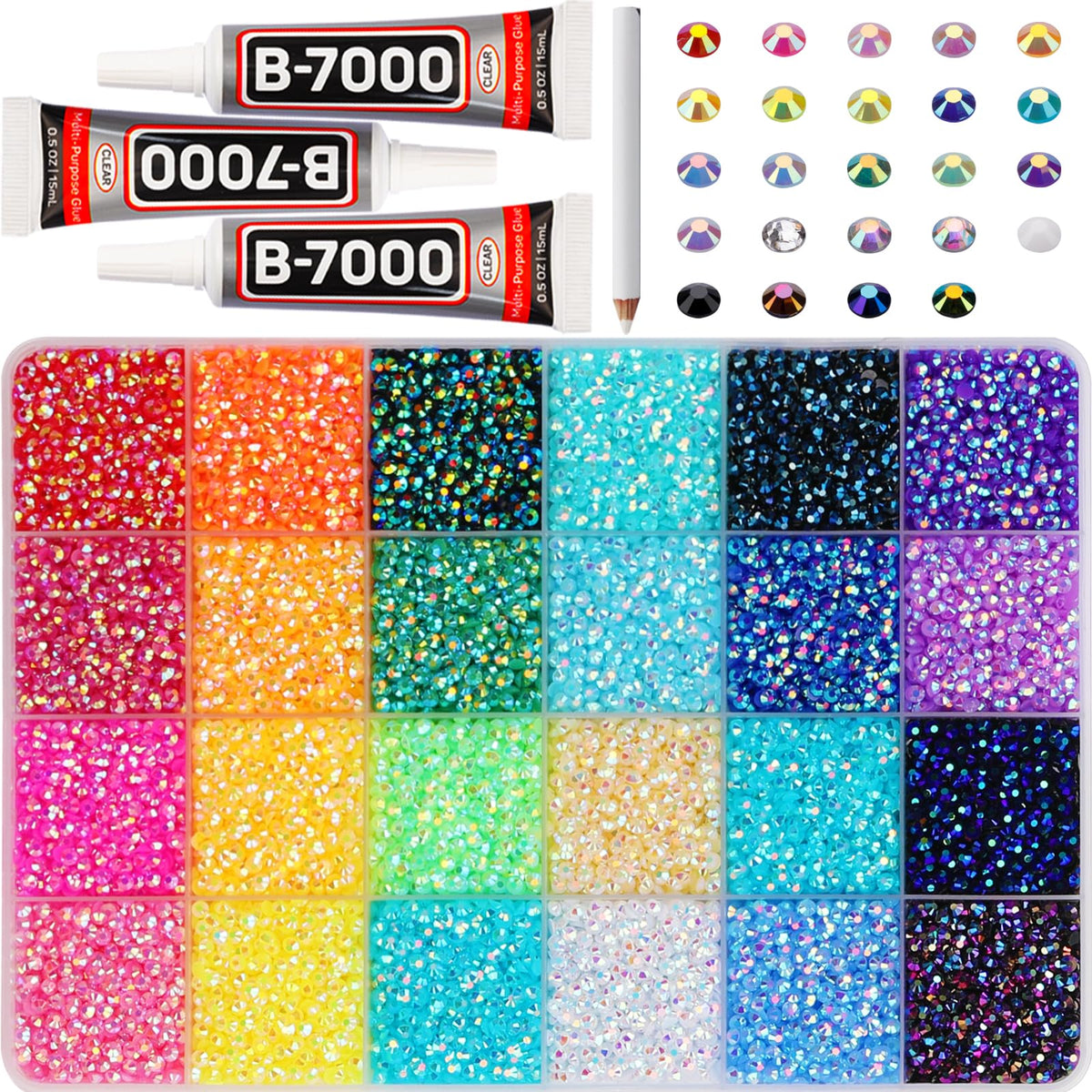 Worthofbest front packaging showing entire rhinestone and tool kit, useful for gifting
