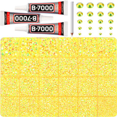 Worthofbest front packaging showing full kit contents and bright yellow rhinestones for versatile crafting