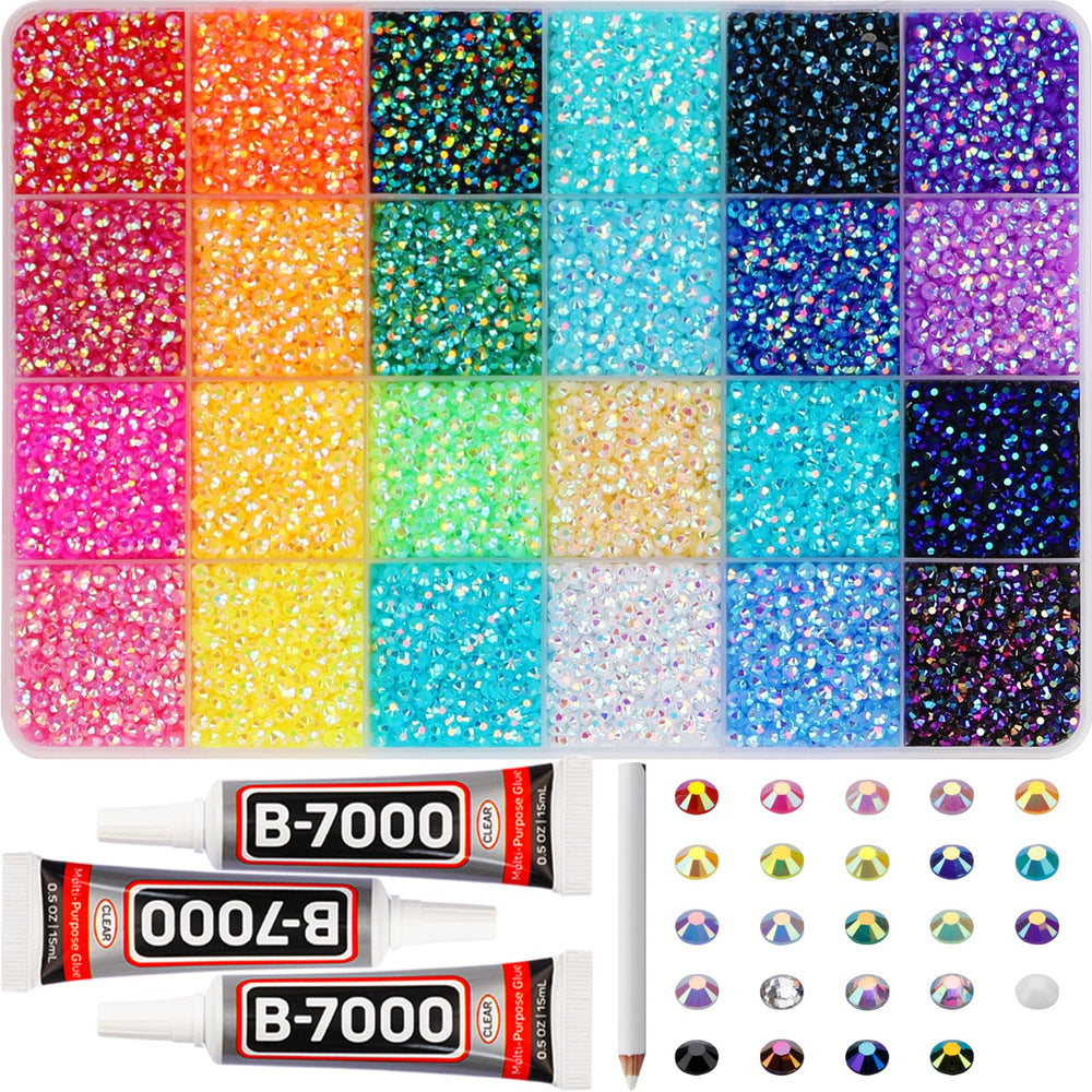 Worthofbest front packaging showing full rhinestone kit and tools for easy gifting