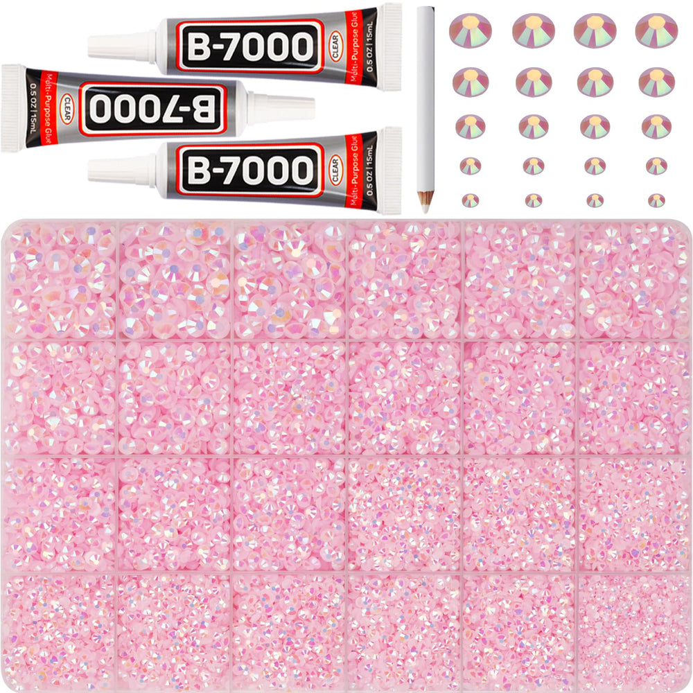Worthofbest front packaging showing kit contents and pink rhinestones for easy selection