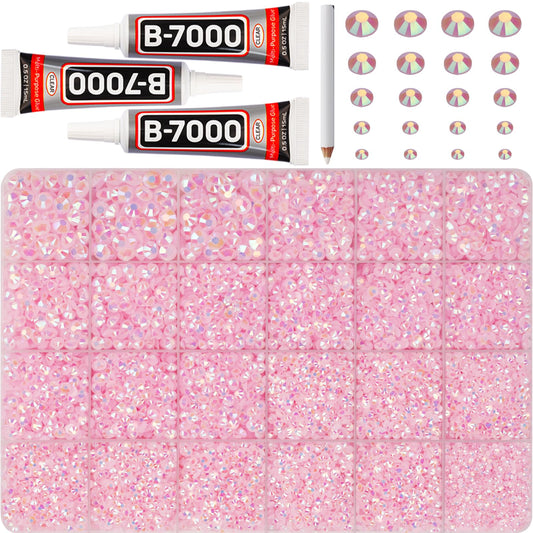 Worthofbest front packaging showing kit contents and pink rhinestones for easy selection
