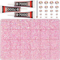 Worthofbest front packaging showing kit contents and pink rhinestones for easy selection