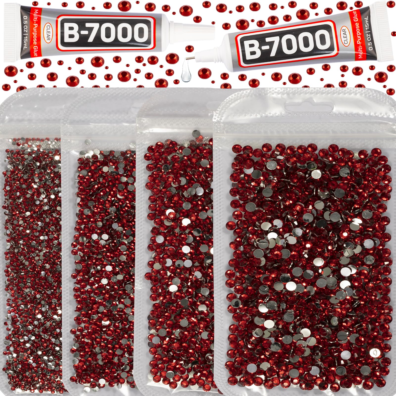 Worthofbest front packaging showing full rhinestone kit and glue for easy crafting