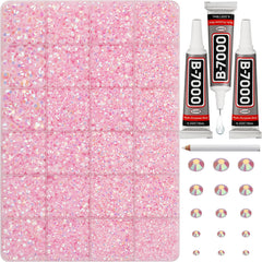 Worthofbest front packaging showing full pink rhinestone kit and supplies for easy storage