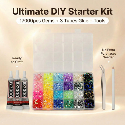 Worthofbest inner 24-compartment tray with sorted 4mm rhinestones for quick selection