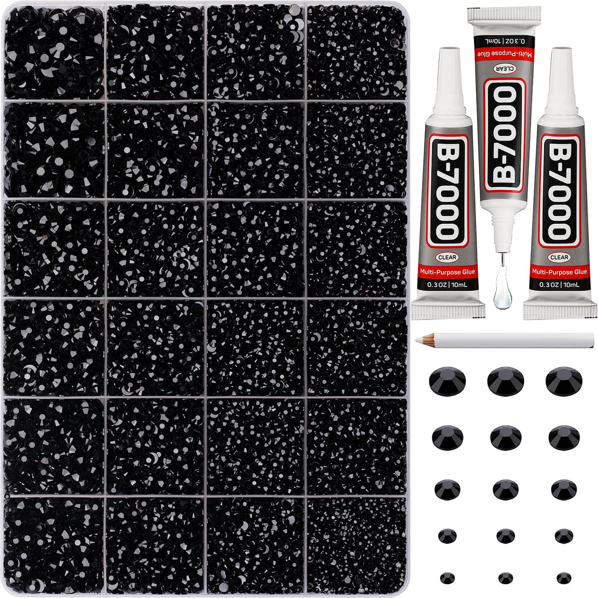 Worthofbest kit front packaging showing organized rhinestones and tools, easy storage benefit