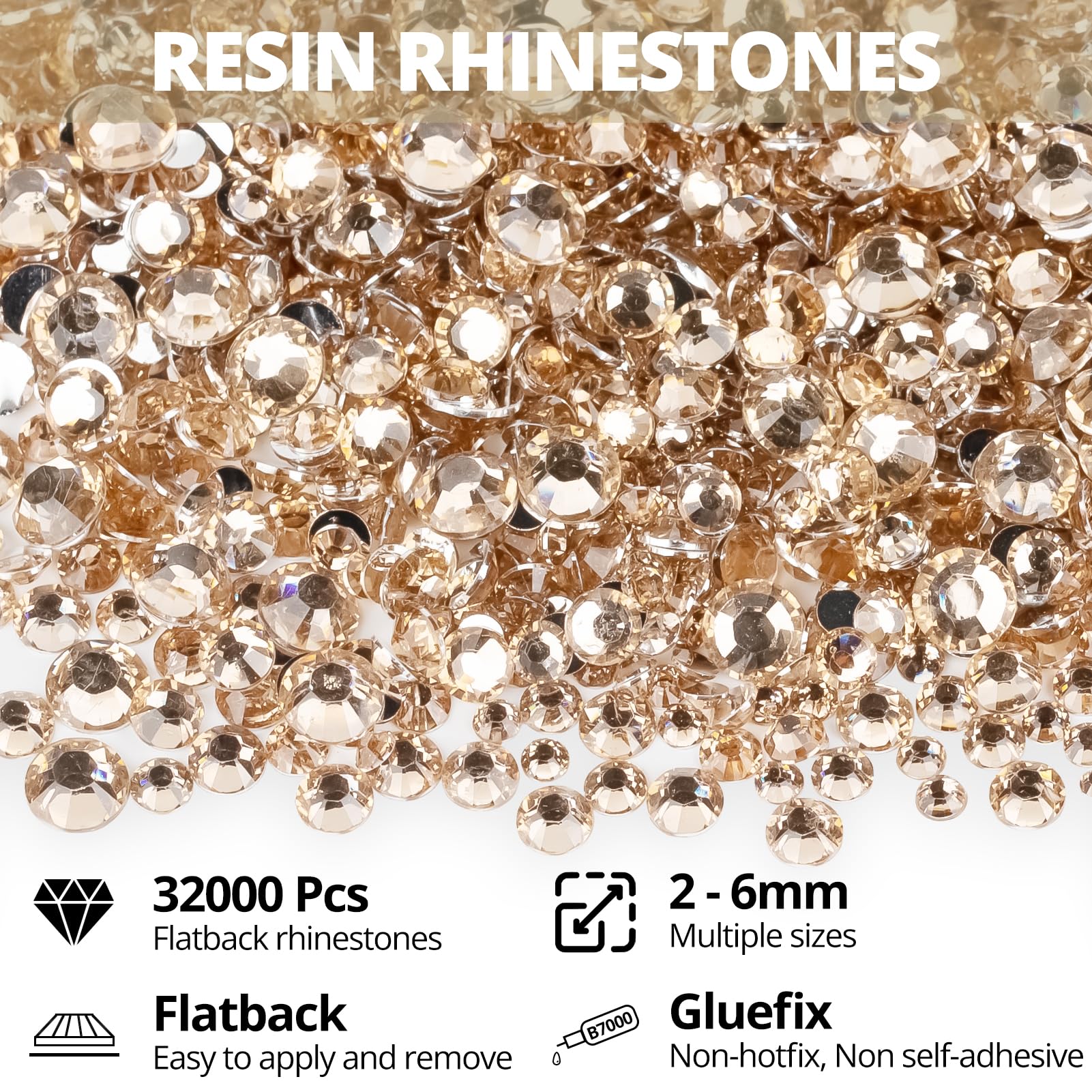 Worthofbest organized 24-grid case displaying sorted rhinestone sizes for fast access
